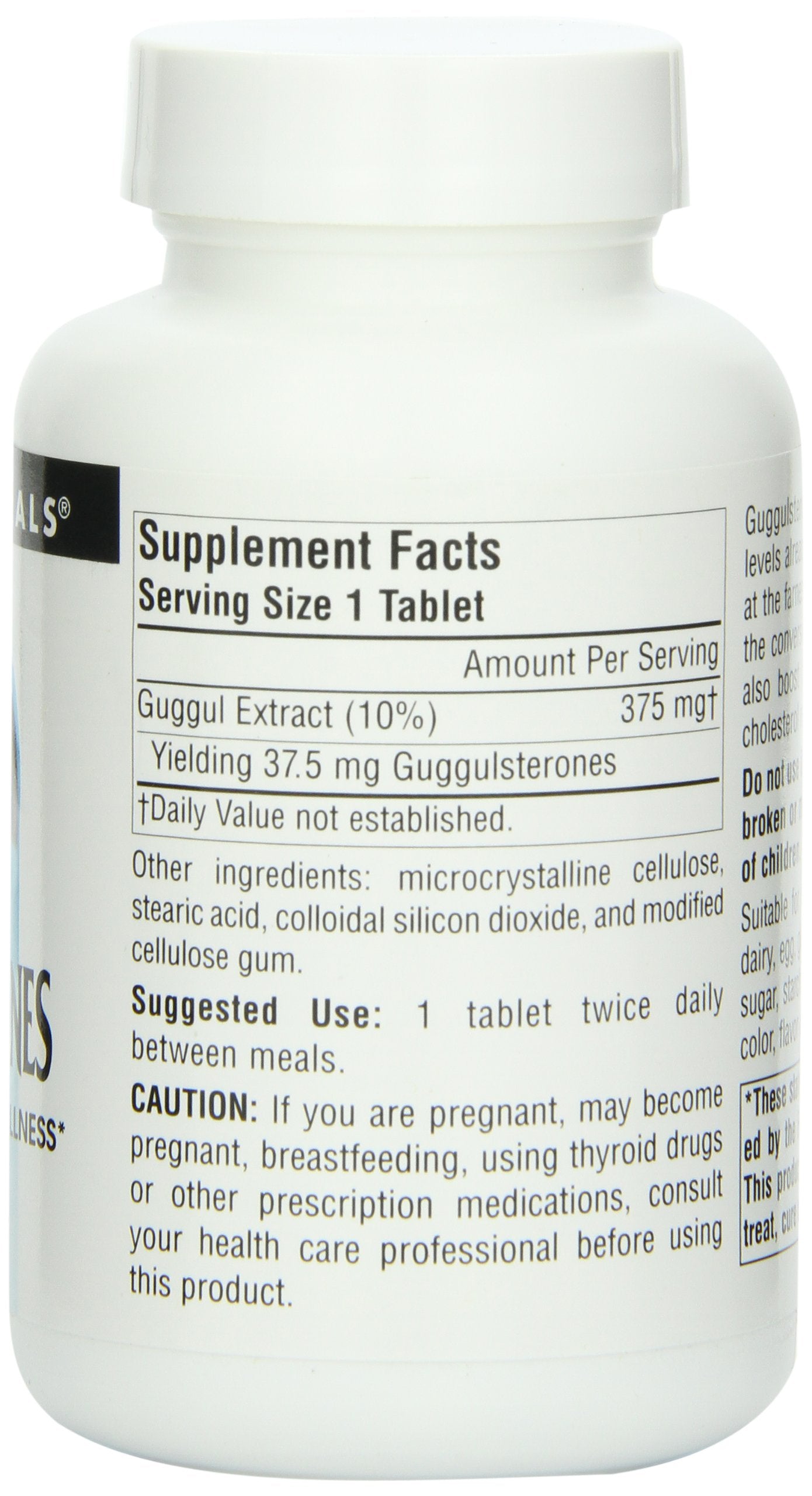 Source Naturals Guggulsterones packaging view on shelf in USA-made bottle.