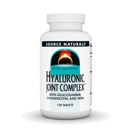 Source Naturals Hyaluronic Joint Complex bottle front showing tablets for daily joint support