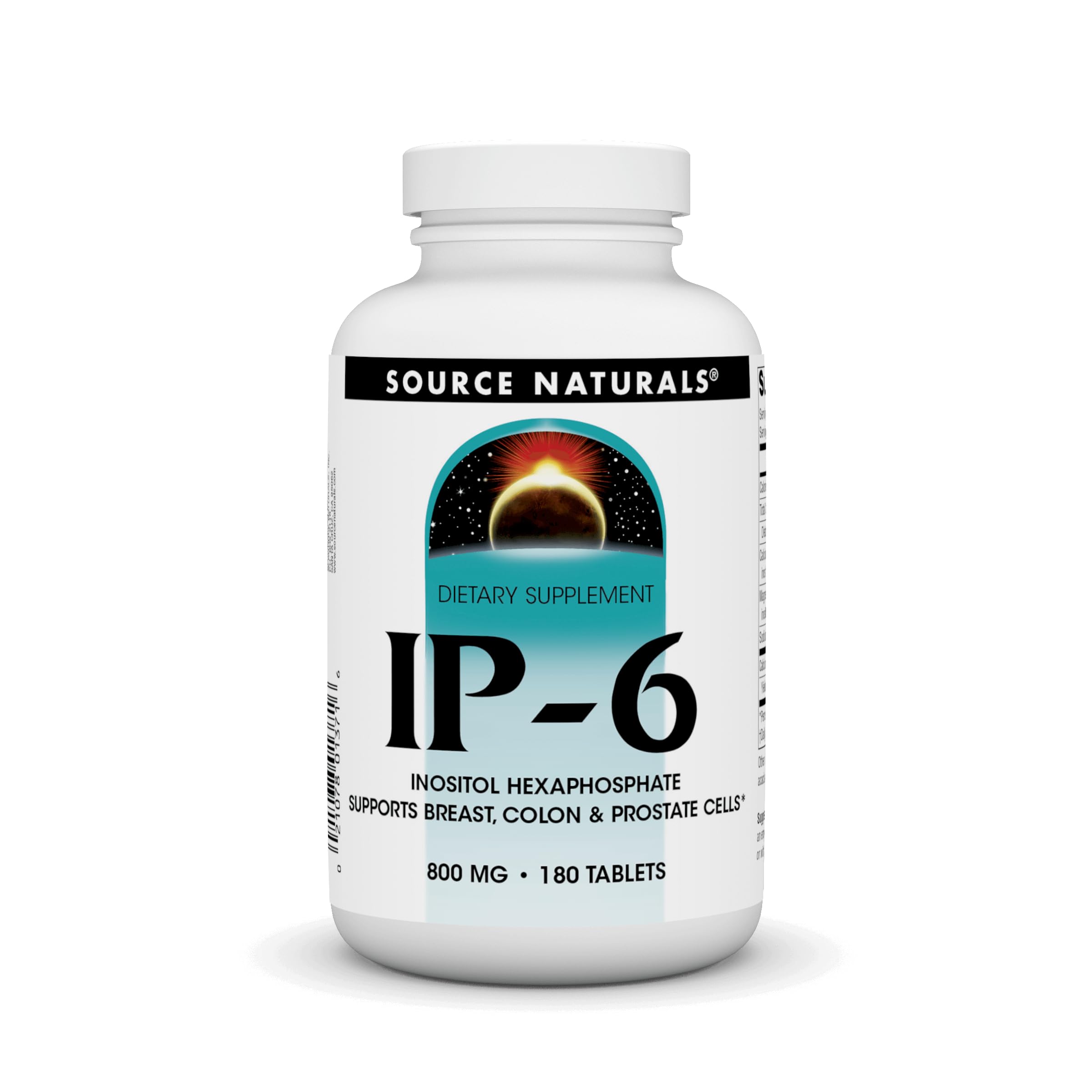 Source Naturals IP-6 tablet bottle with 180-count, highlighting potential cellular health support.