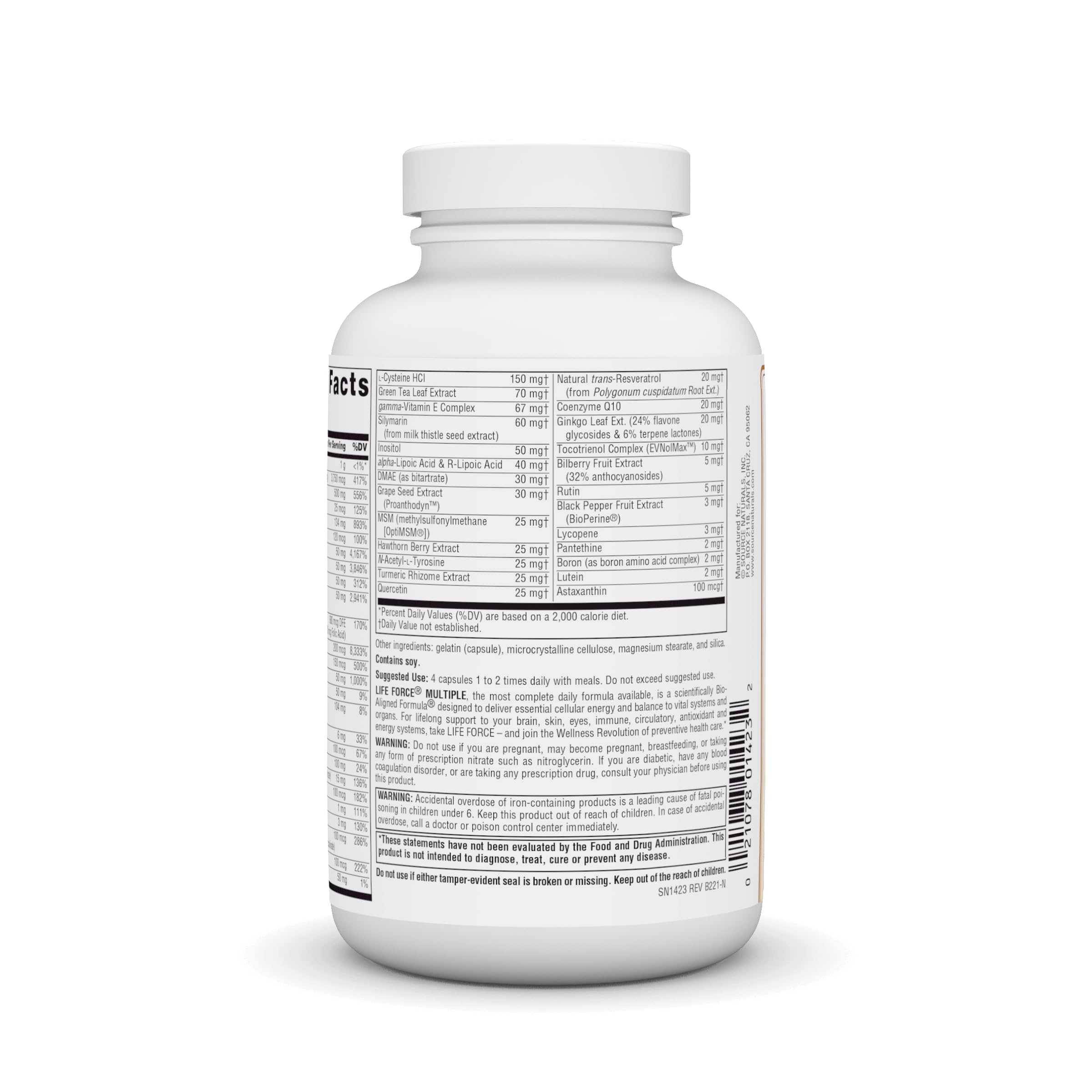 Source Naturals Life Force bottle on desk suggests easy daily routine
