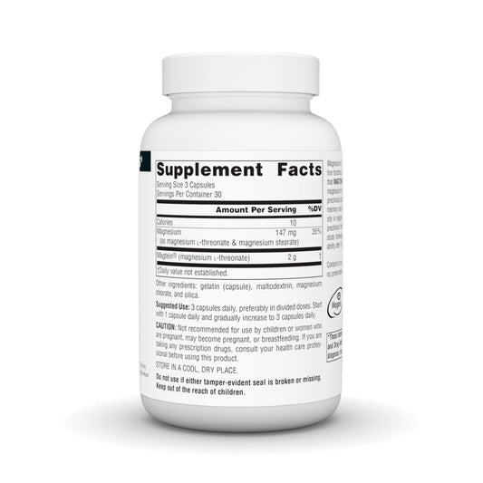 Source Naturals Magtein capsule closeup indicating convenient daily cognitive support.