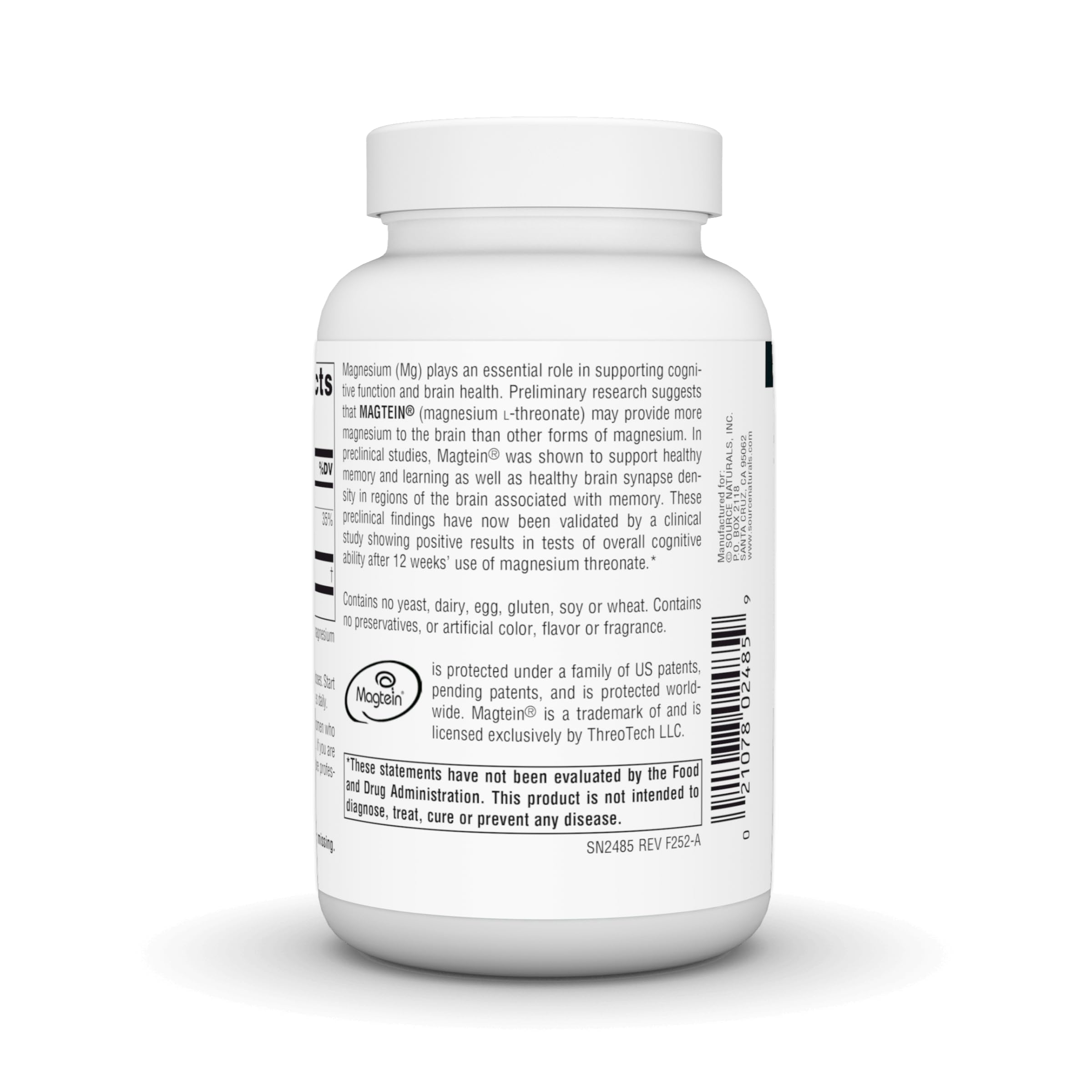 Source Naturals Magtein label and packaging highlight quality manufacturing.