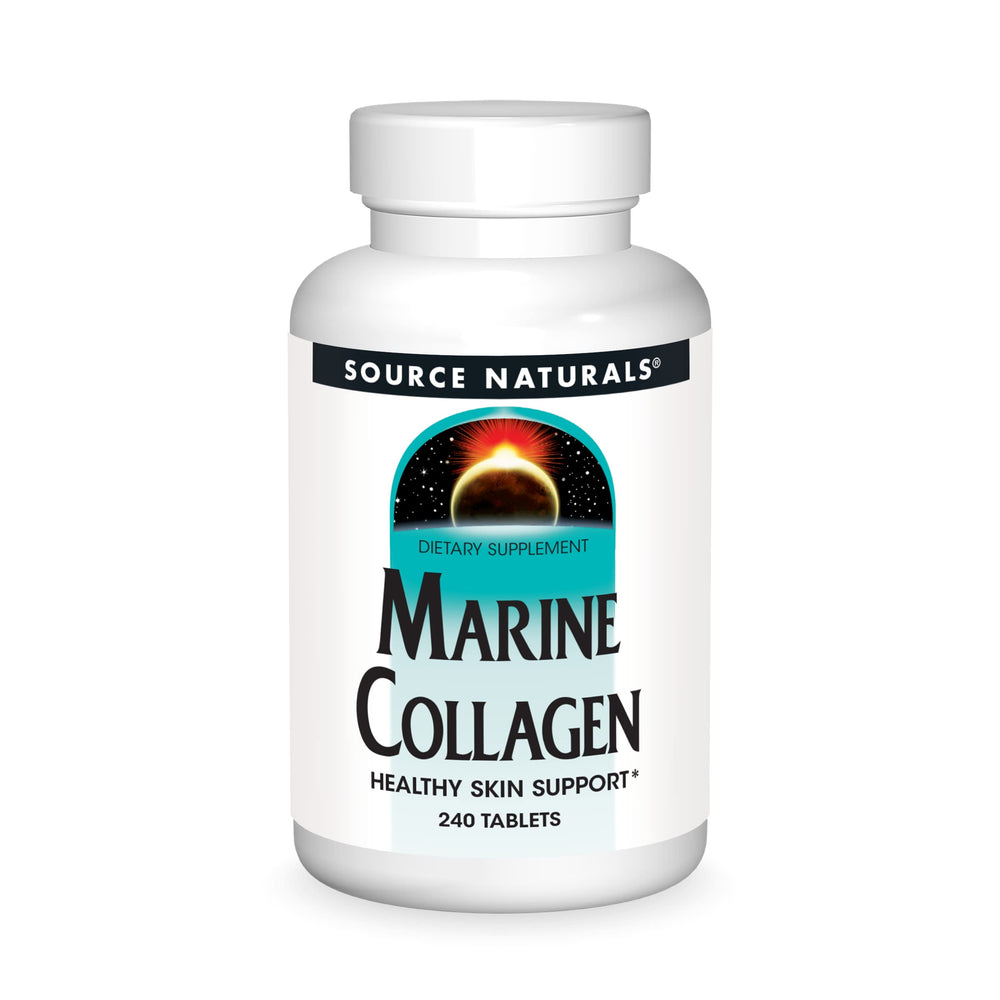 Source Naturals Marine Collagen bottle front showing packaging and skin support.