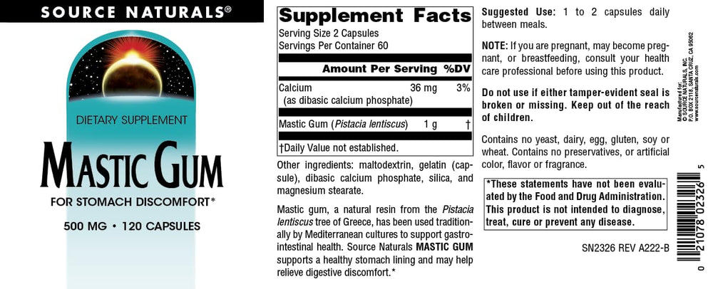 Source Naturals Mastic Gum image evokes Mediterranean tradition for GI health.