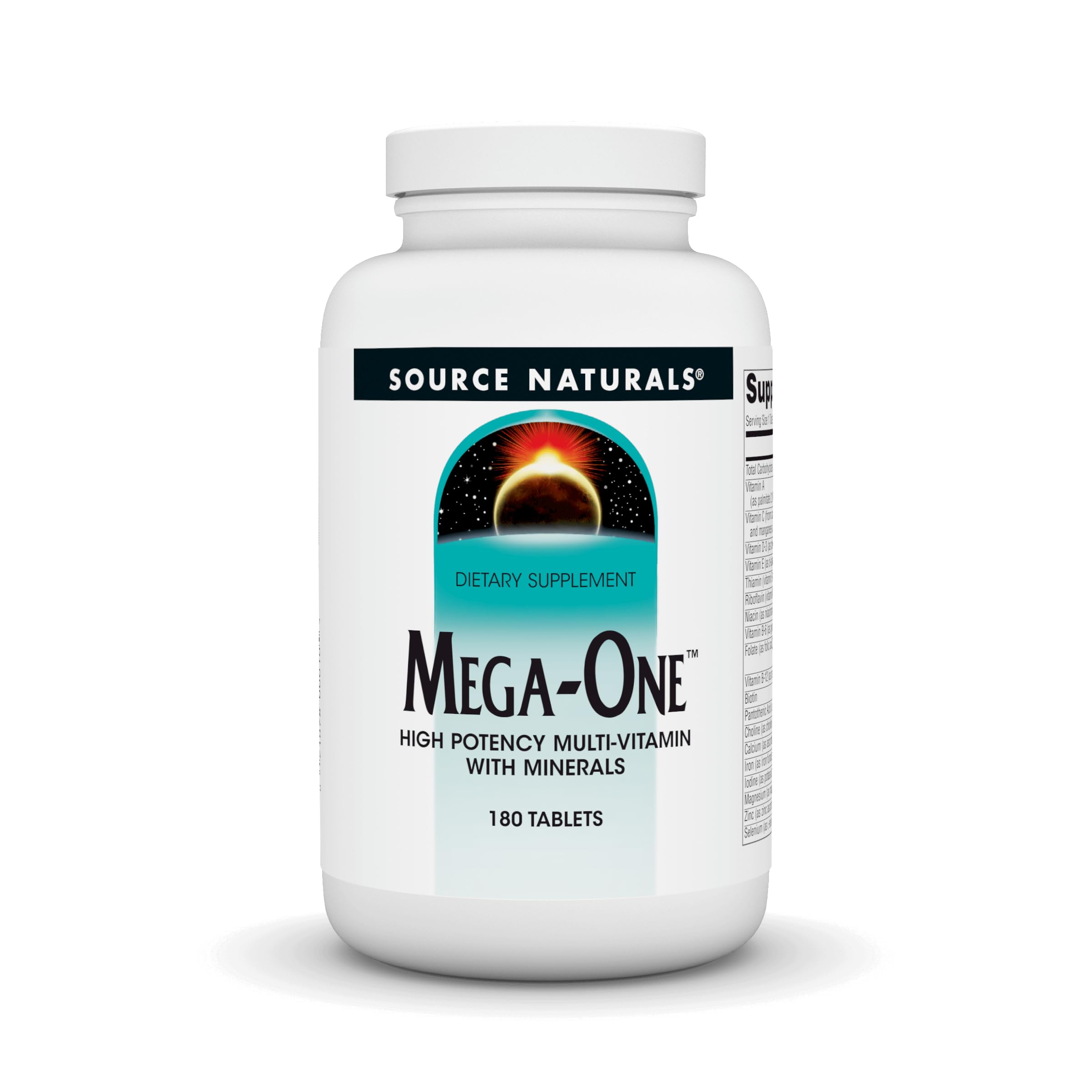 Source Naturals Mega-One bottle front, a complete daily multivitamin for overall wellness.