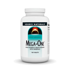 Source Naturals Mega-One bottle front, a complete daily multivitamin for overall wellness.