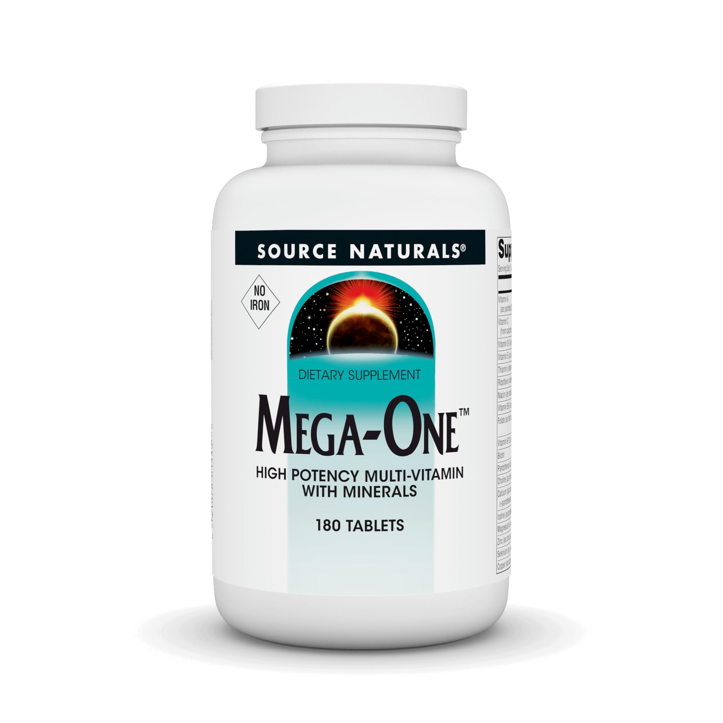 Source Naturals Mega-One tablet close-up for daily vitality support.