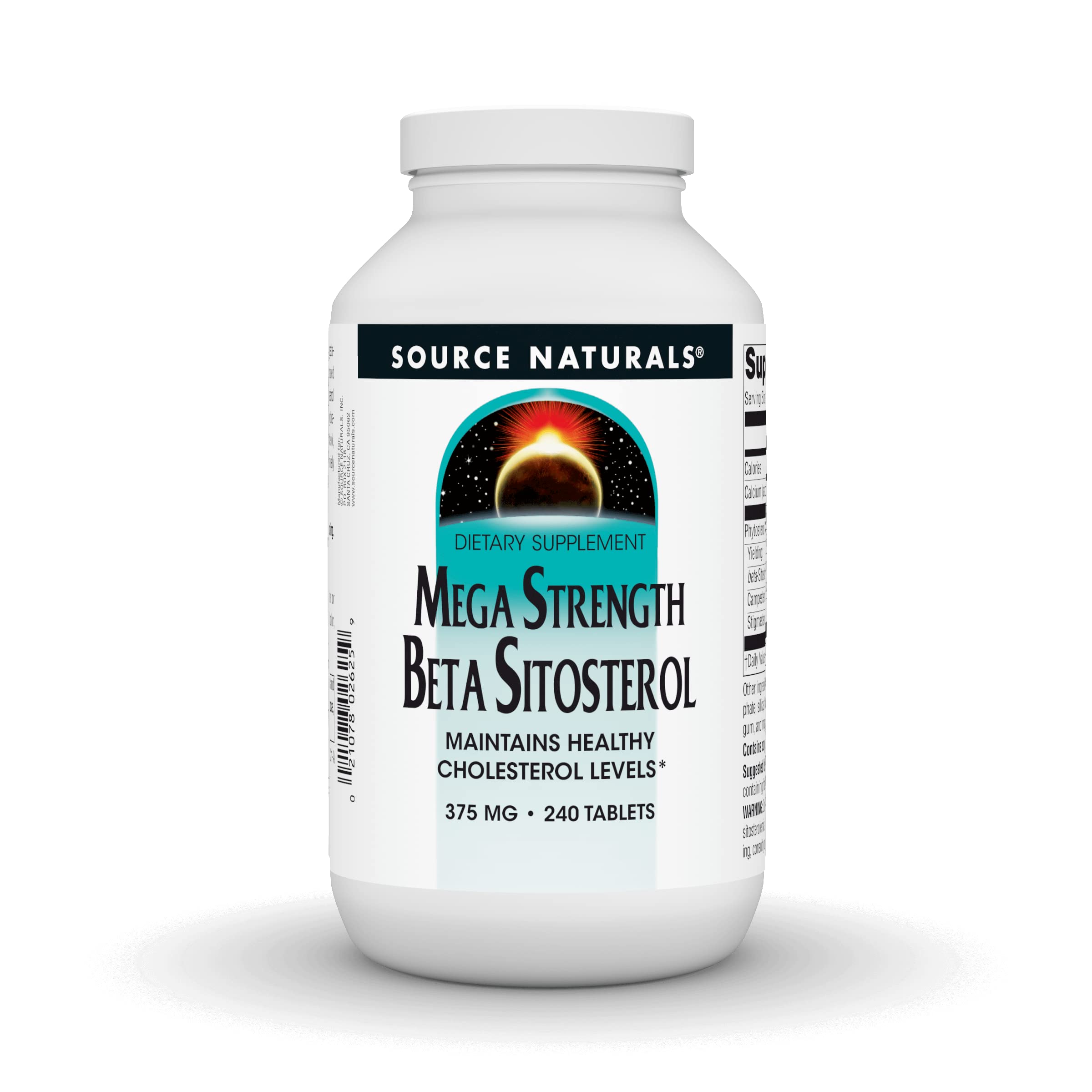 Source Naturals Mega Strength Beta Sitosterol bottle with plant-sourced formula for daily use