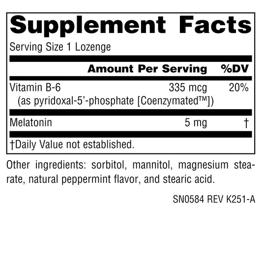 Melatonin lozenges dissolving in the mouth for bedtime use, Source Naturals