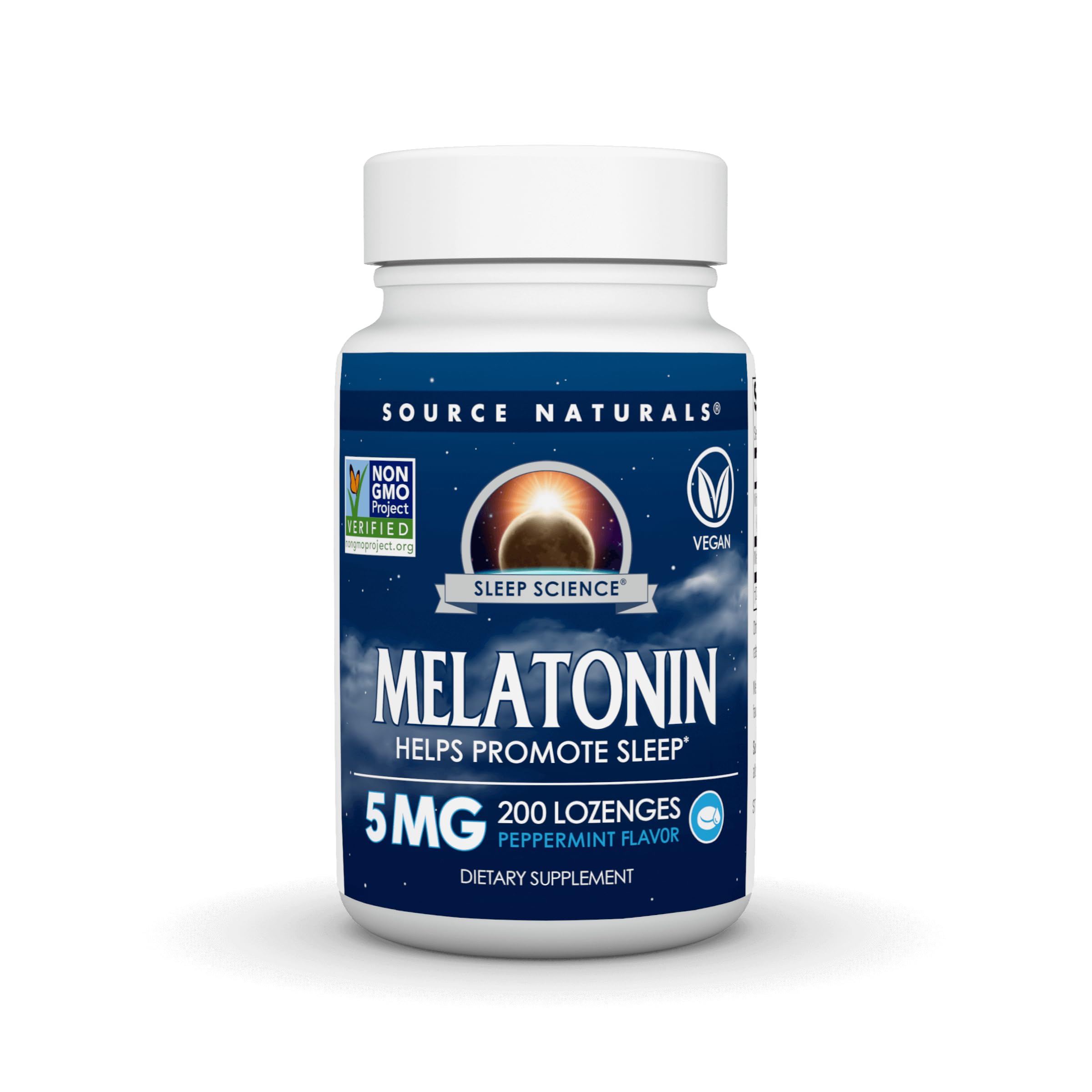 Source Naturals Melatonin peppermint lozenges packaging shown for sleep support