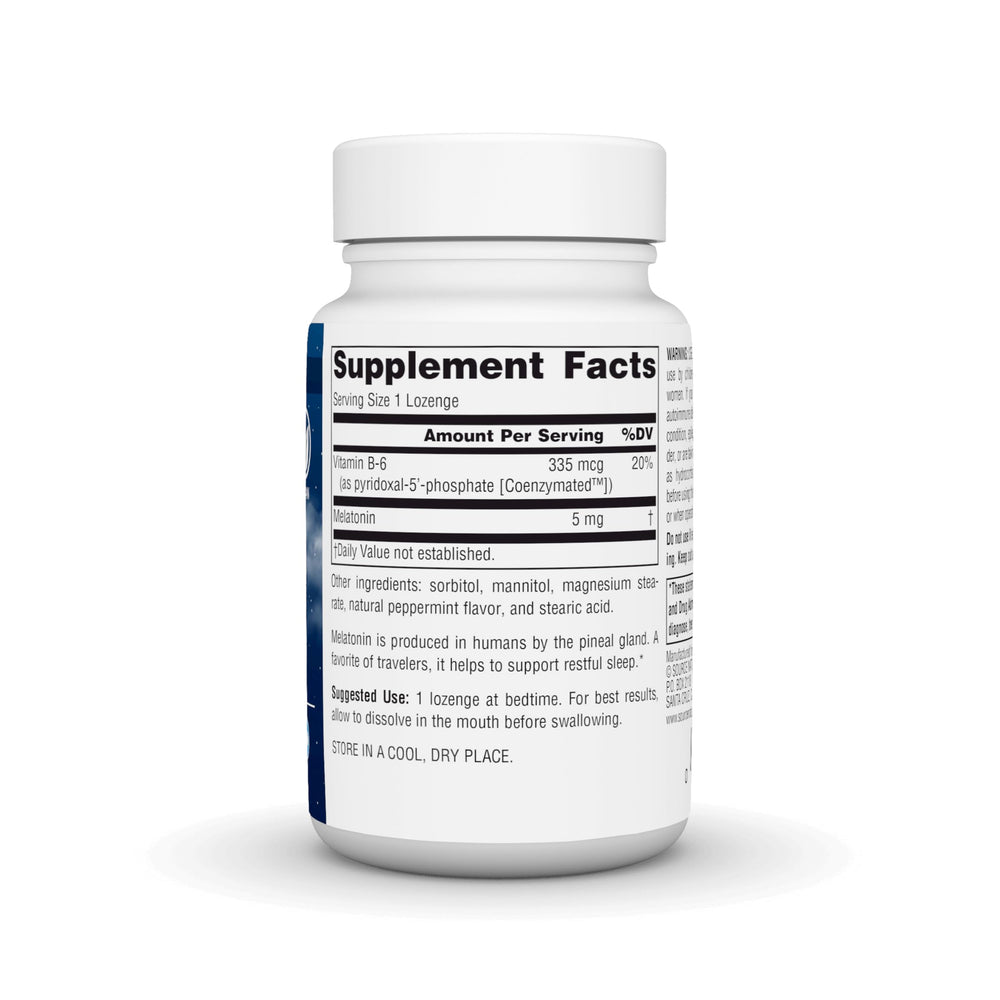 Travel-friendly Source Naturals Melatonin lozenges ready for back pocket or bag