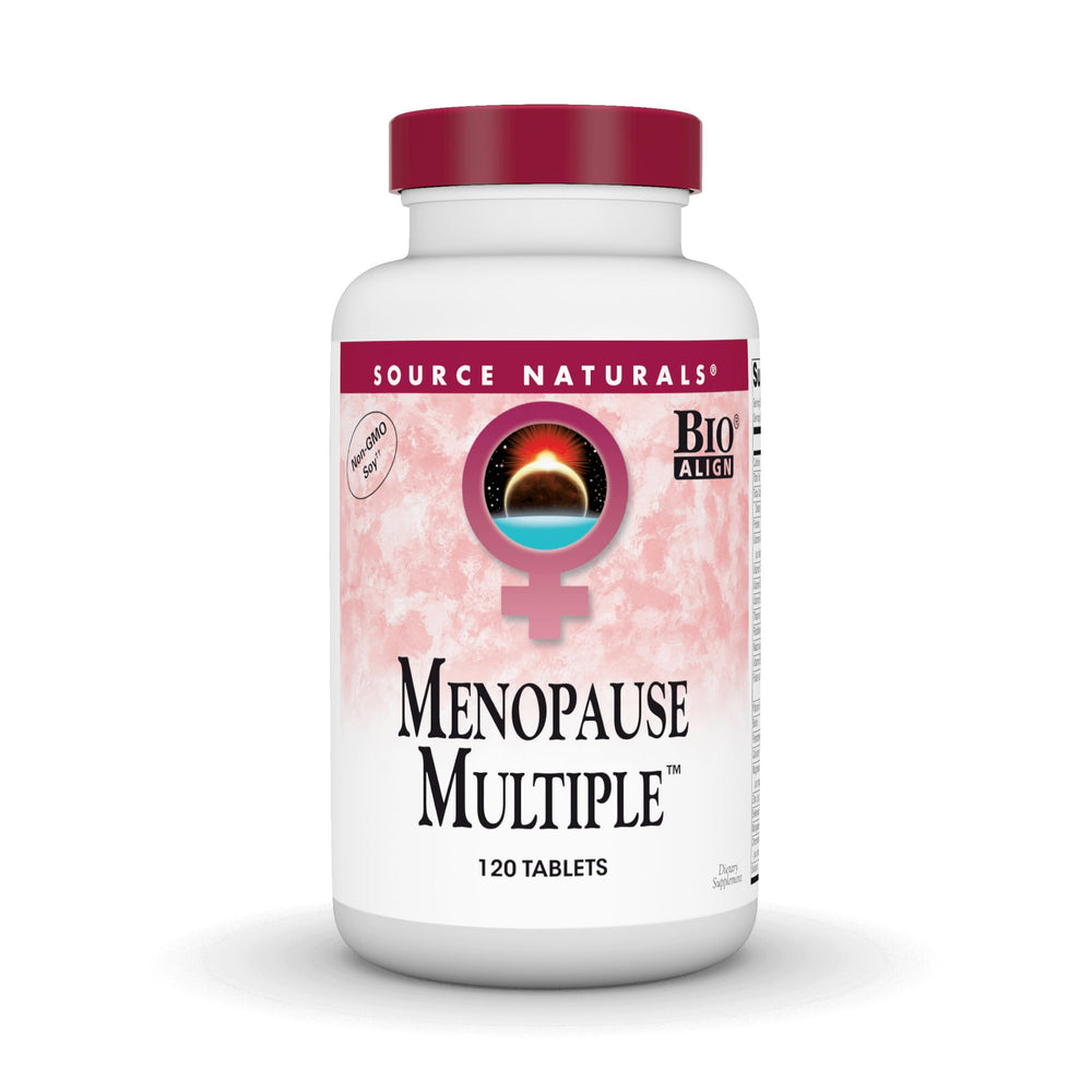 Source Naturals Menopause Multiple bottle with labeled details supports easy daily dosing.