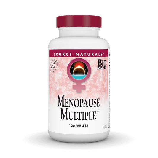 Source Naturals Menopause Multiple bottle with labeled details supports easy daily dosing.