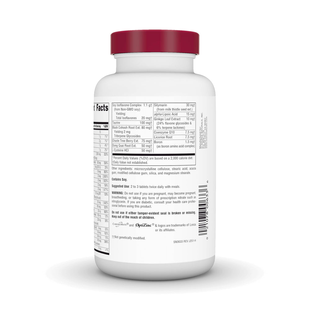 Source Naturals Menopause Multiple bottle and water glass for daily routine.
