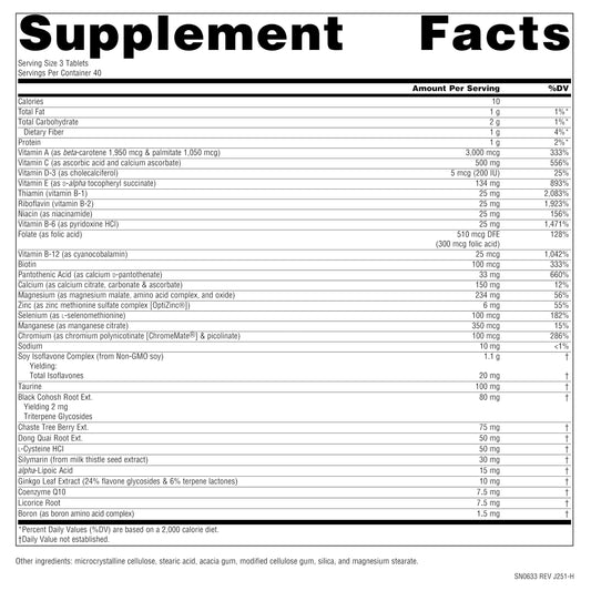 Source Naturals Menopause Multiple tablets close-up to showcase standard dosage.