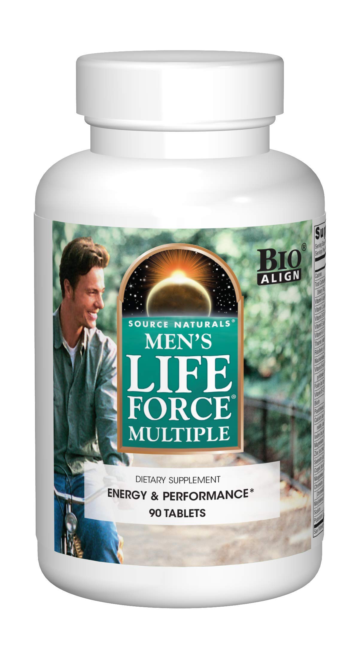 Source Naturals Men's Life Force ingredient panel reveals comprehensive nutrient blend.