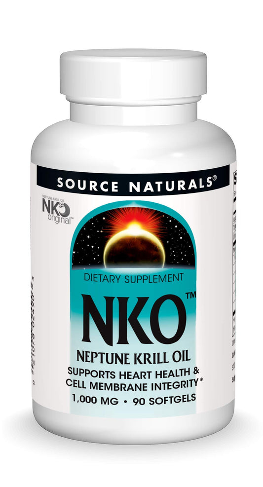 Source Naturals NKO Neptune Krill Oil bottle with daily softgels for heart health support