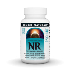 Source Naturals NR bottle front showing packaging for mitochondrial energy support.