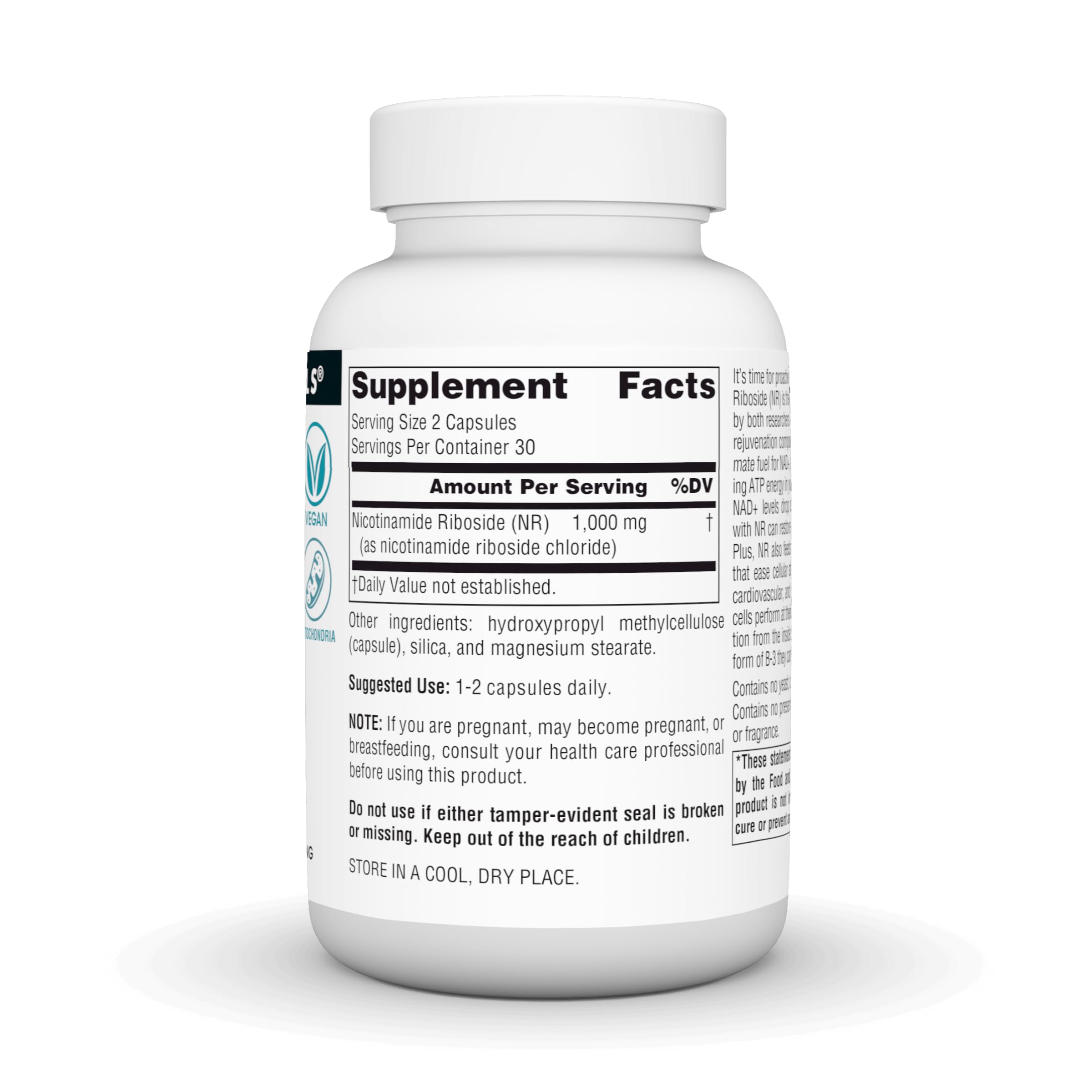 Source Naturals NR label close-up highlighting rapid absorption and NAD+ relevance