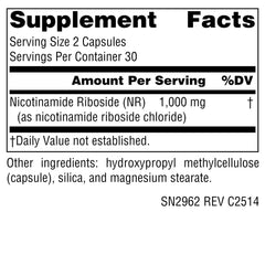 Source Naturals NR capsules with label highlighting 1,000 mg per serving for energy support