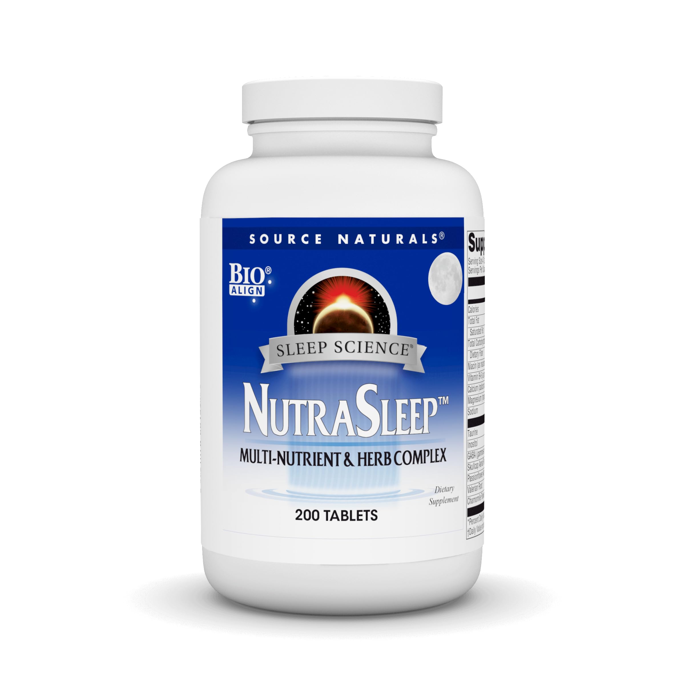 Source Naturals NutraSleep bottle with label highlighting melatonin-free relaxation support