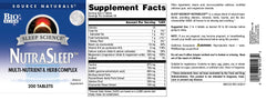 NutraSleep vegetarian formula label, dairy-free and gluten-free options