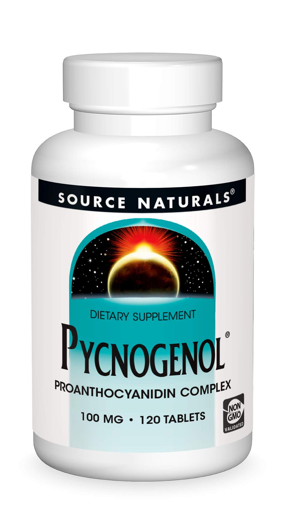 Source Naturals Pycnogenol bottle front highlighting antioxidant-rich formula for daily wellness.