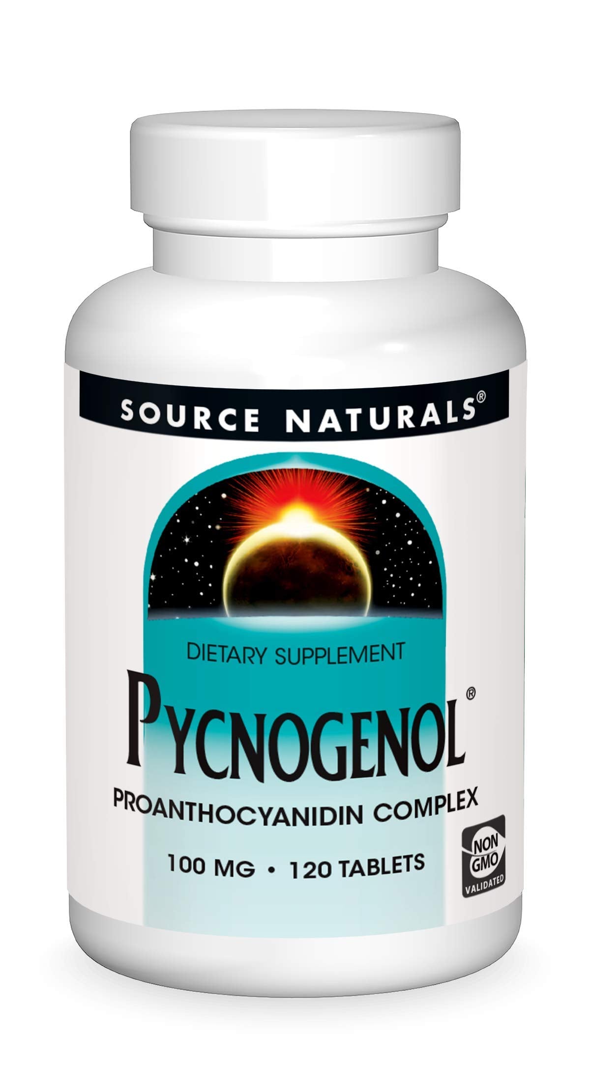 Source Naturals Pycnogenol bottle front highlighting antioxidant-rich formula for daily wellness.
