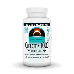 Source Naturals Quercetin 1000 with Bromelain bottle for easy daily supplementation.