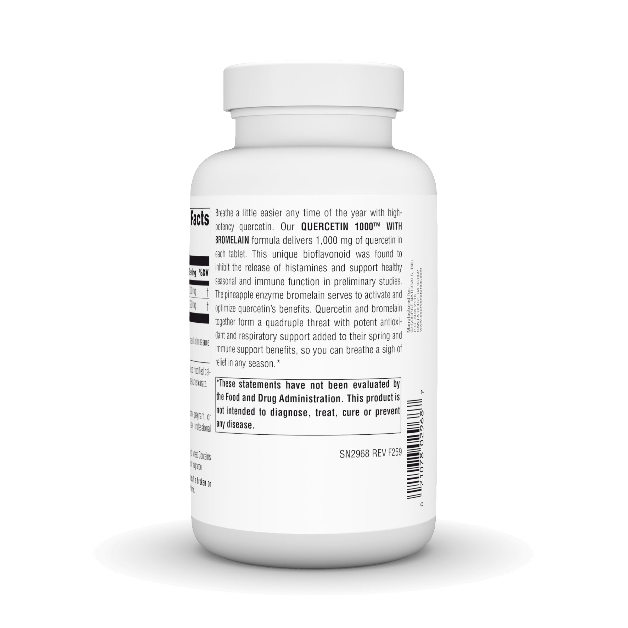 Vegan-friendly icon for Source Naturals Quercetin 1000 with Bromelain.