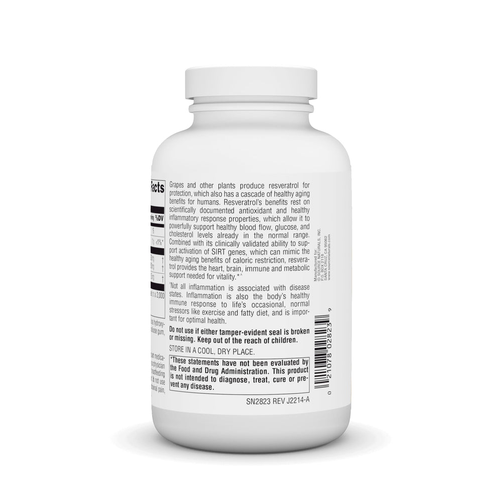 Pile of Source Naturals Resveratrol 500 tablets ready for daily use.