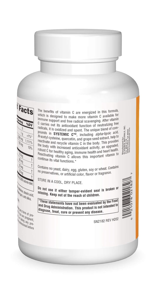 Source Naturals Systemic C 1000mg bottle with tablets for daily use