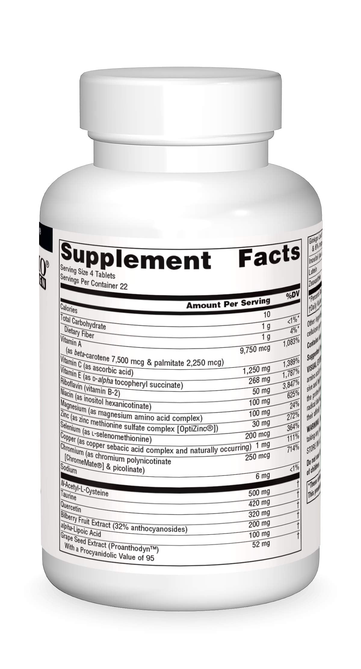 Source Naturals Visual Eyes tablets closeup suggests easy daily dosing.