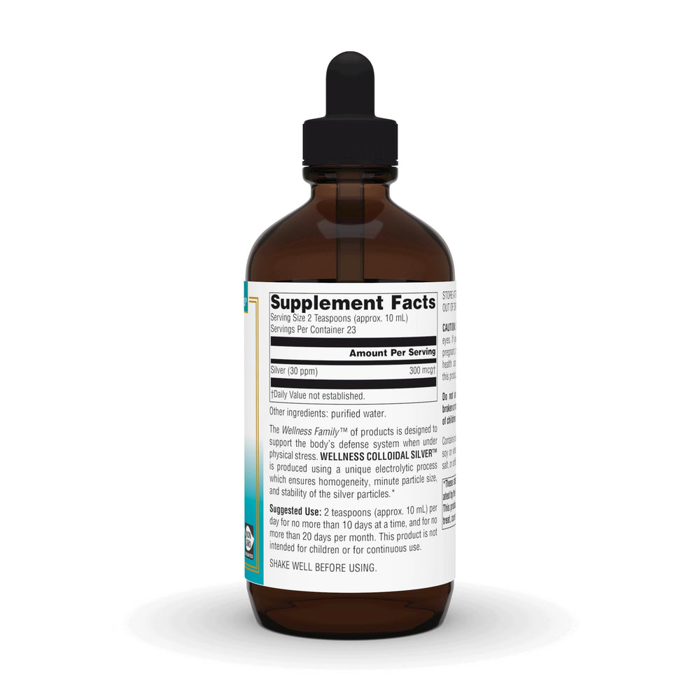 Source Naturals Wellness Colloidal Silver pour demonstrates easy dosing for short routines.