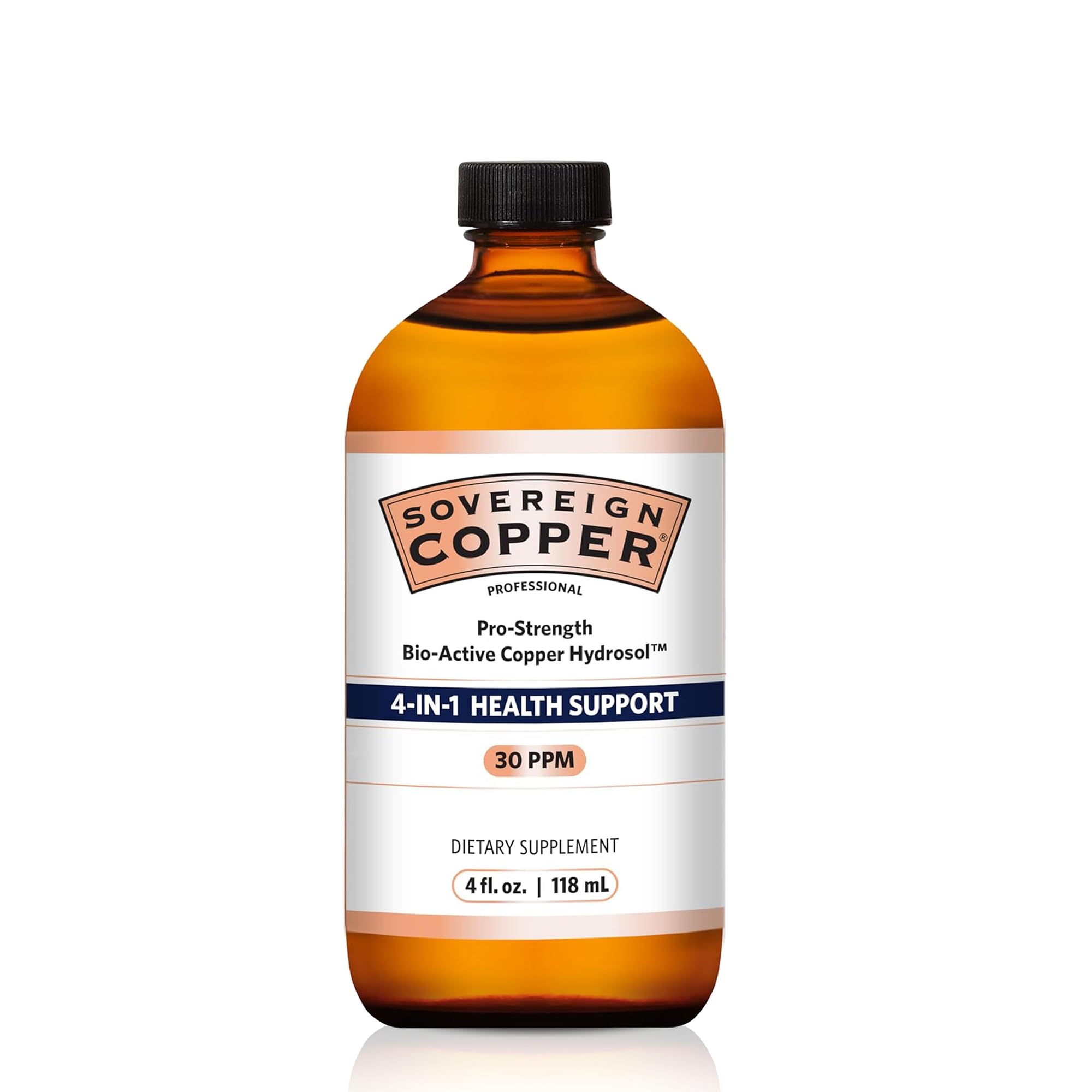 Sovereign Copper Hydrosol bottle front view for daily wellness support.