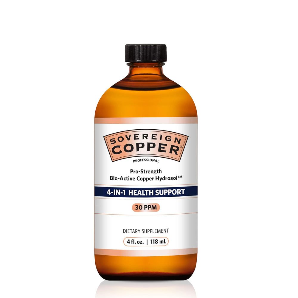 Sovereign Copper Hydrosol bottle front view for daily wellness support.
