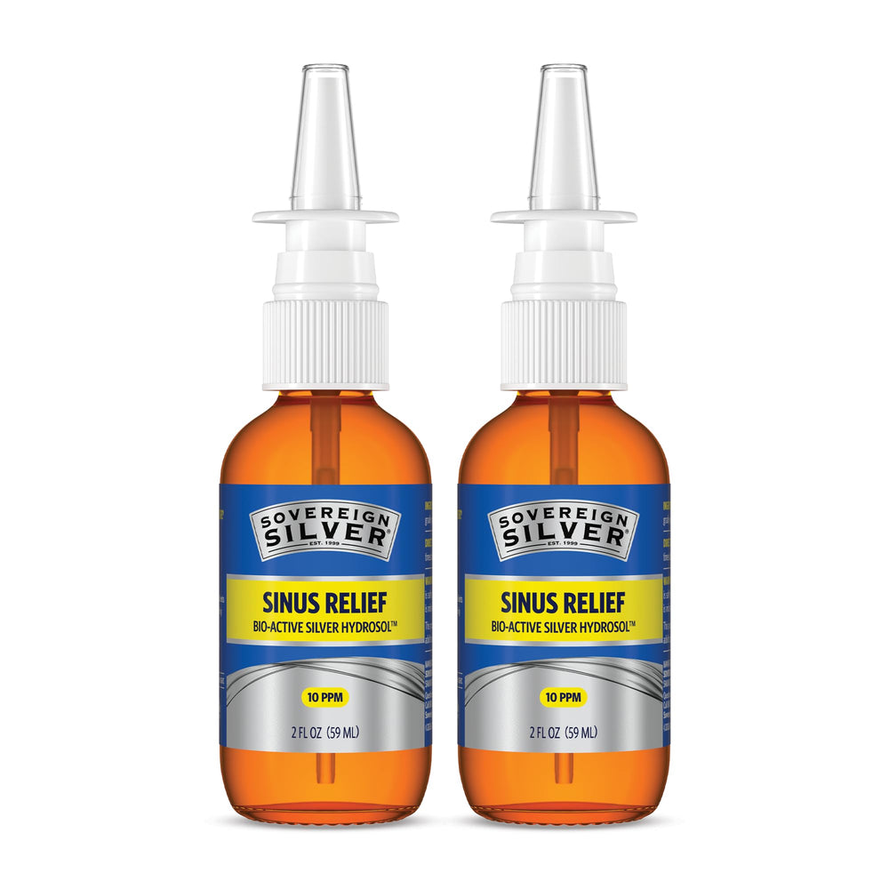 Sovereign Silver bottle front view shows the 10ppm colloidal formula for daily use.