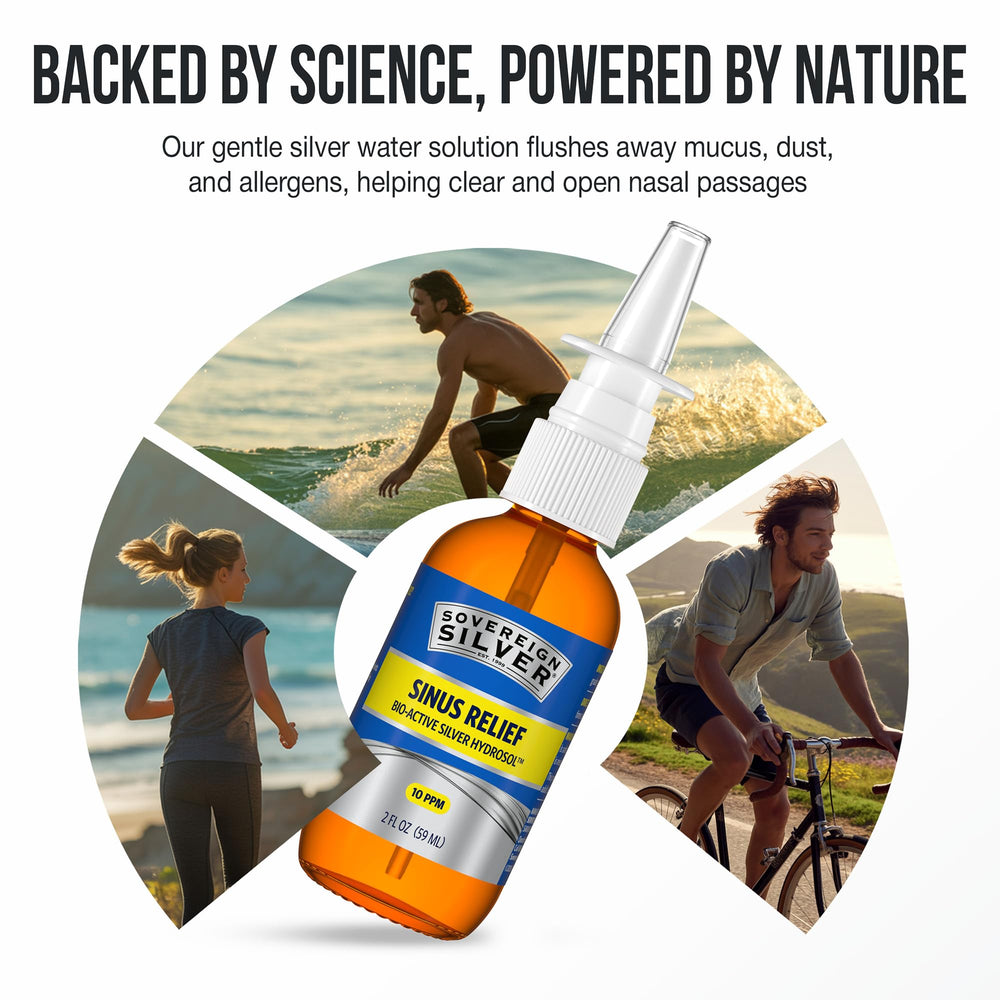 Sovereign Silver label notes vegan, gluten-free, non-GMO, and allergen-free features.
