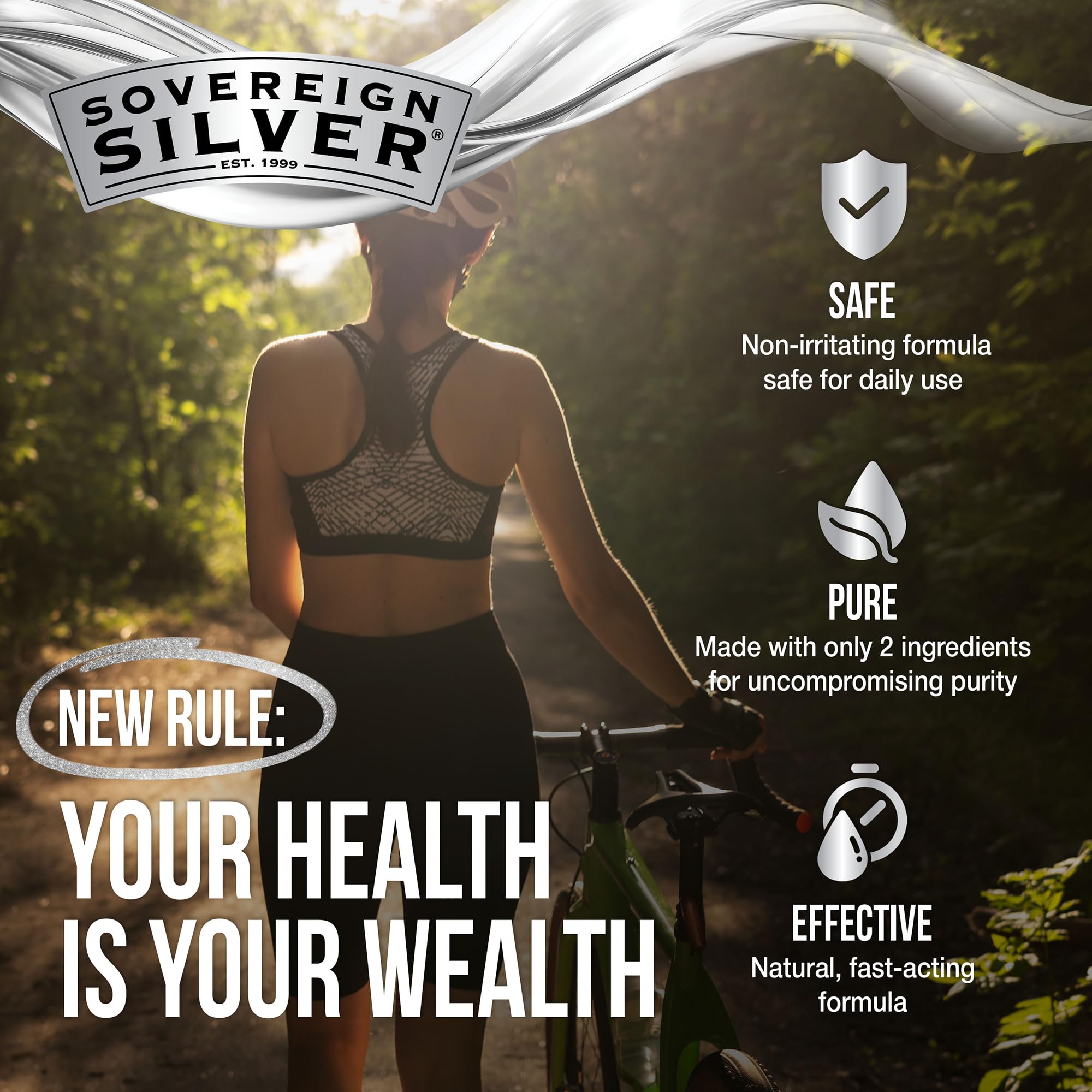 Sovereign Silver 2oz pack shot displays two bottles for shared use.