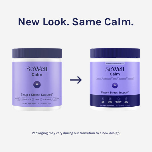 SoWell Calm powder dissolves in water for flavorless calm mood boost