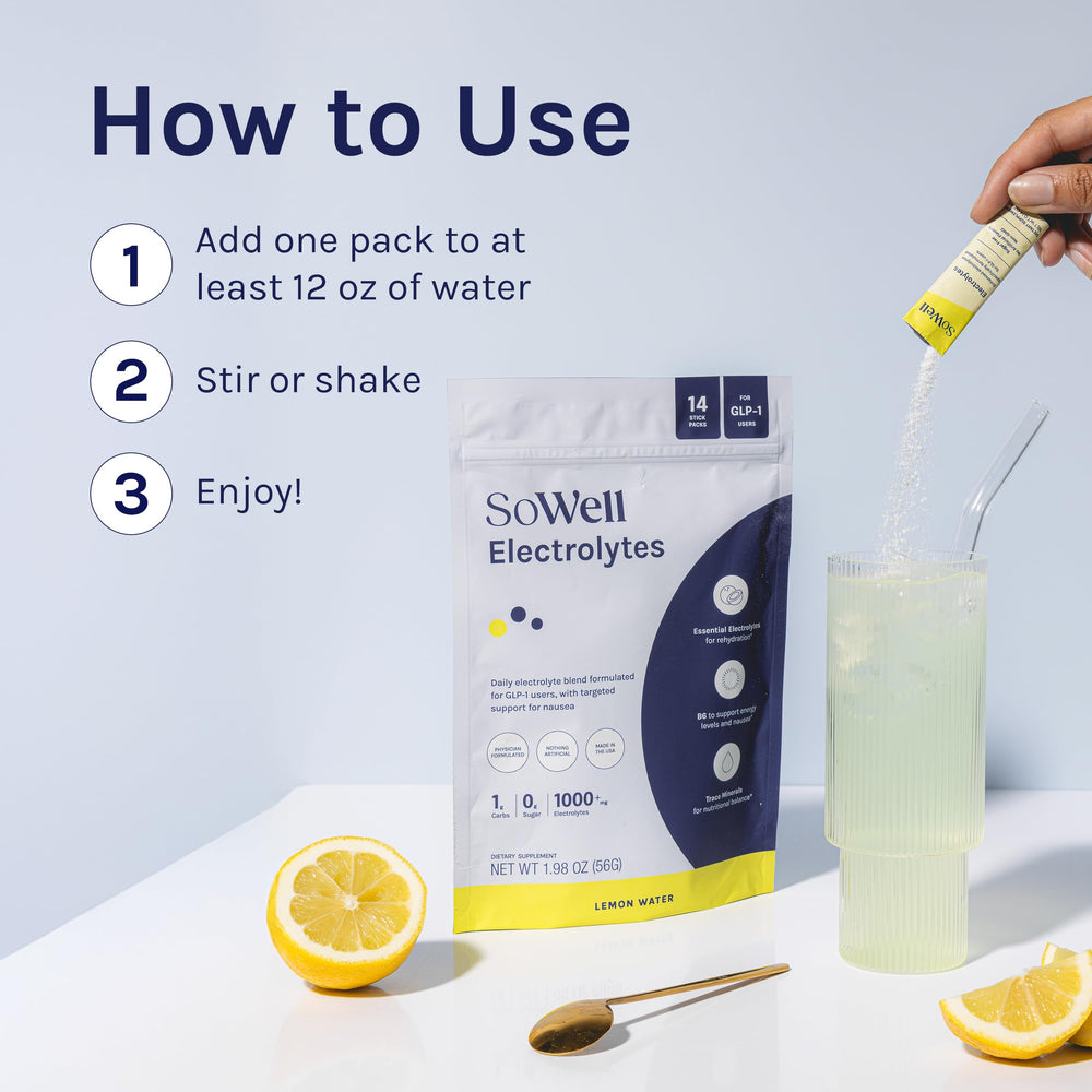 SoWell GLP-1 physician-developed formula designed for hydration and comfort.