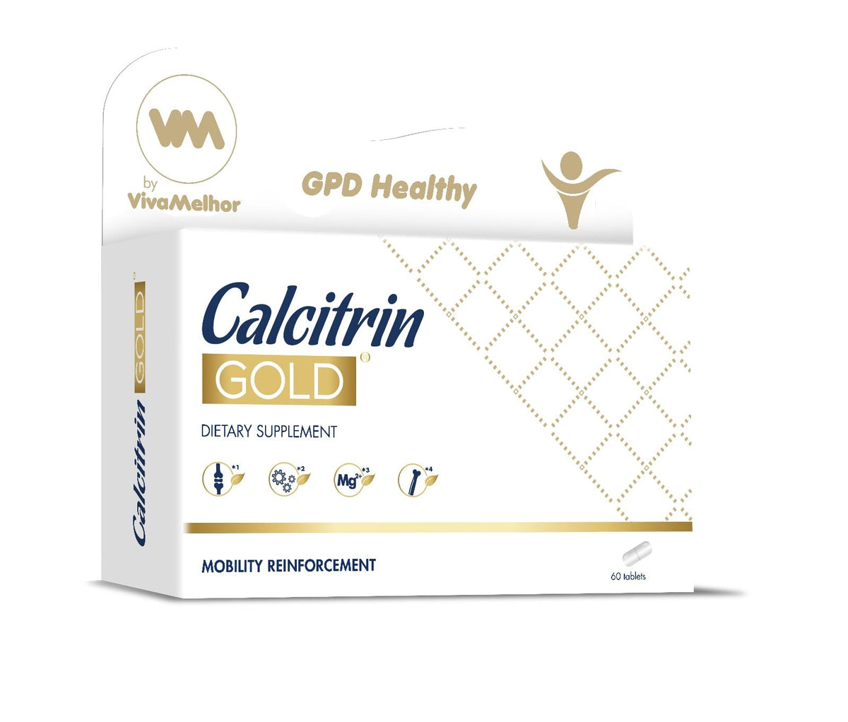 Calcitrin Gold bottle-front view highlighting joint-support benefits