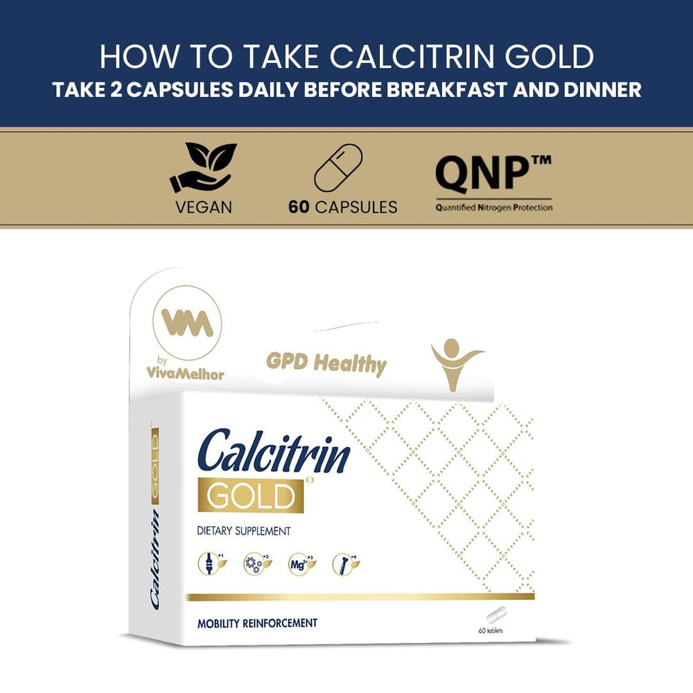 Calcitrin Gold packaging-side view with ingredient highlights for bone health