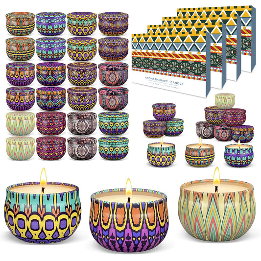 Soyyla 48-piece candle set in gift box creates instant home ambiance.