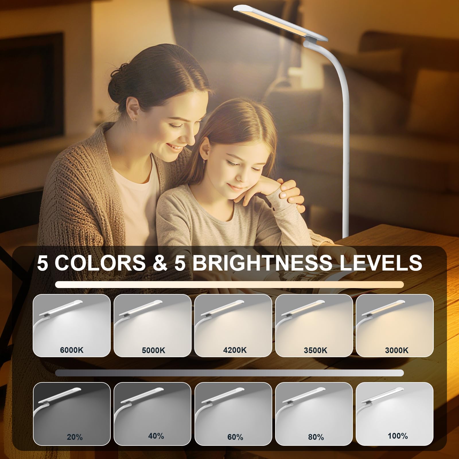 Sozapooty brightness control with five levels from dim to bright