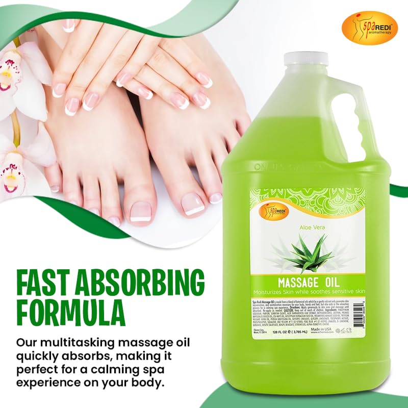SPA REDI Aloe Vera massage oil ingredients and nutrition.