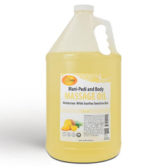 SPA REDI Pineapple Massage Oil bottle pour, showcasing refreshing skin nourishment.