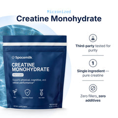 Spacemilk creatine micronized powder dissolves quickly in a shaker.