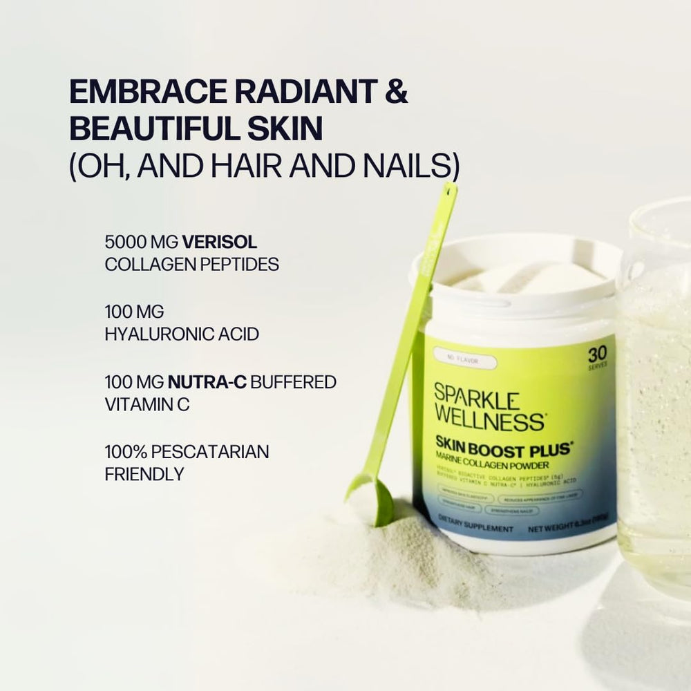 Sparkle Wellness dissolving powder in water shows quick mix and smooth texture