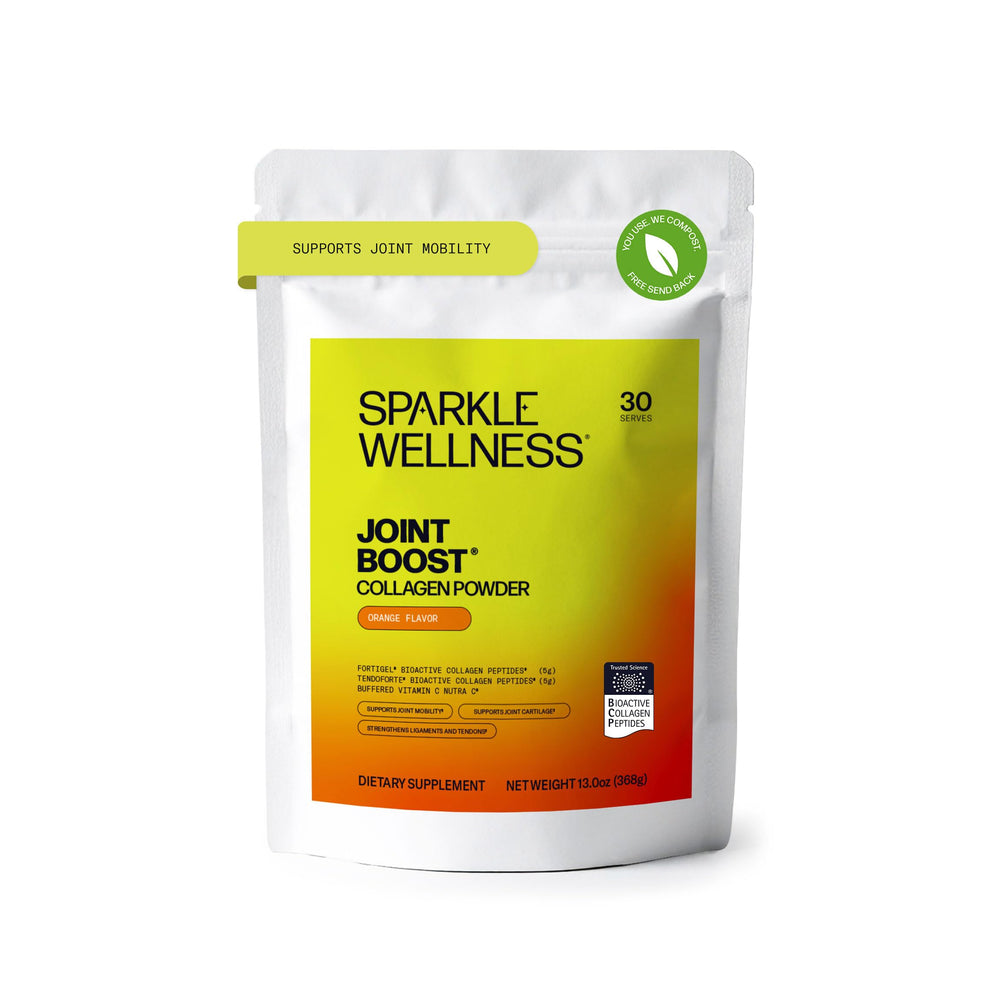 Sparkle Wellness Fortigel Tendoforte powder in a tub ready for daily joint mobility support